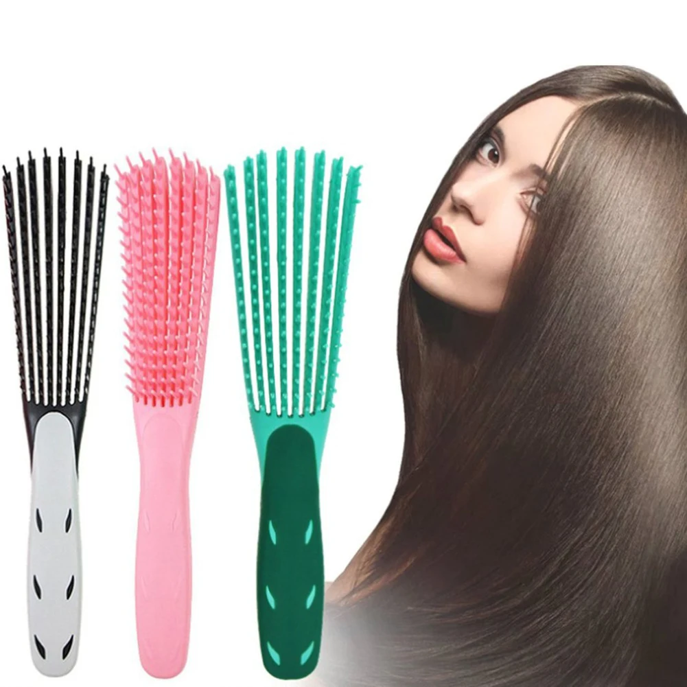 

Rubber Straight Hair Comb Octopus Comb Massage Scalp Smooth Hair Hollow Curved Handle Essential Oil Smooth Curly Hair