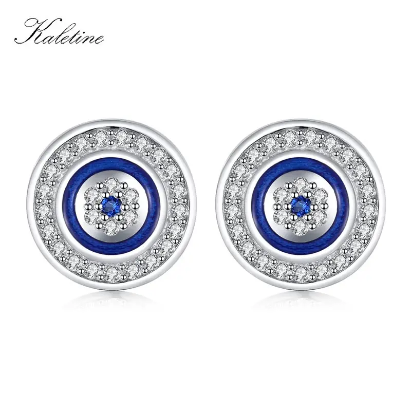 Kaletine, сережки от сглаза, 925 пробы, серебряные серьги-гвоздики для женщин, Голубой цирконий, Фатима, Лаки, турецкие серьги, модное ювелирное изделие