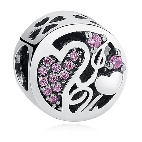 Fit pandora браслет стерлингового серебра 925 цветок, apple, узел Сердце, Клевер Хрустальные Бусы Подвески DIY Изготовления Ювелирных Изделий - Цвет: PY1824