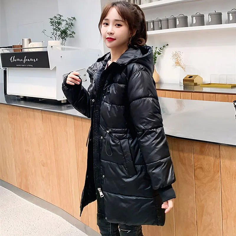 

Lusumily 2020 New Winter Women's Hooded Jacket Women Warm Fashionable Windproof Coat With Large Pockets Long Cotton Parkas
