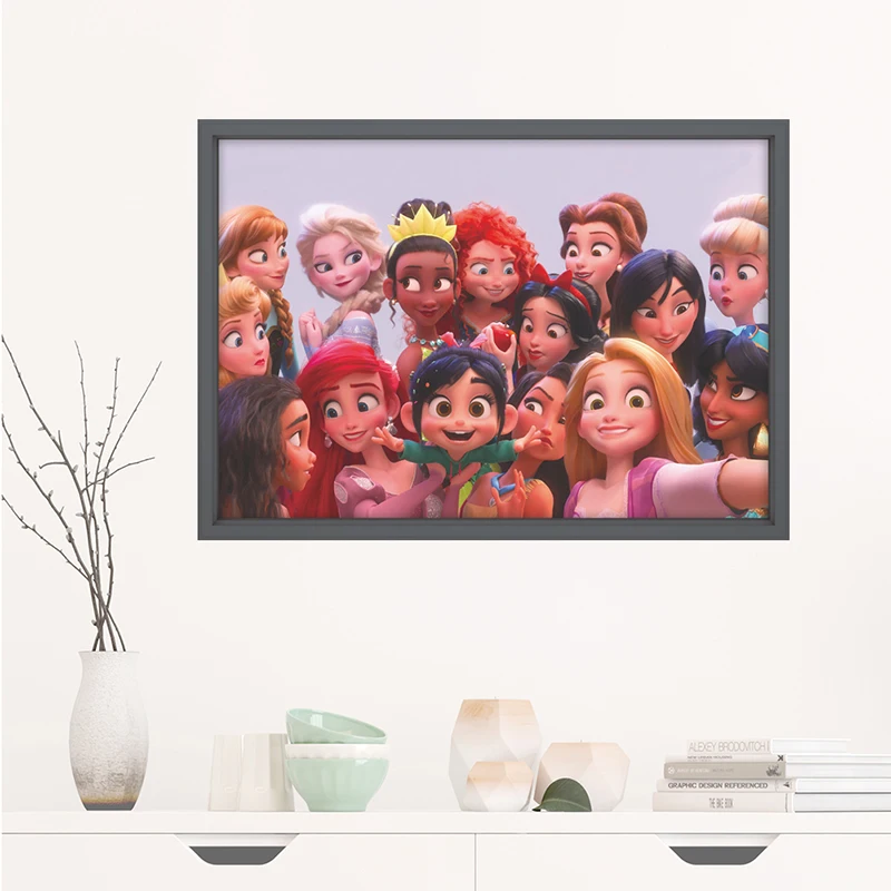 Disney Cinderalle Elsa Rapunzel Анна Белль аниме Принцесса наклейки на стену домашний постер для декора дома с киномотивами стенная роспись для детской комнаты 3D наклейки на окна