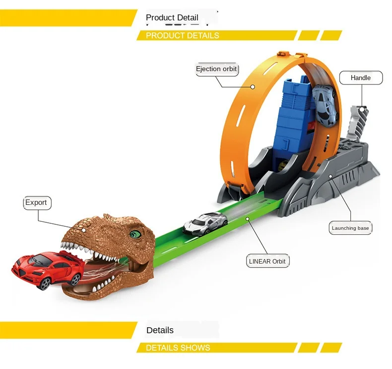 

Puzzle Educational Toy Track Parking Toy Dinosaur Launching Set Car Assembly Rail Catapult Car Parent-child Interaction Gift Boy