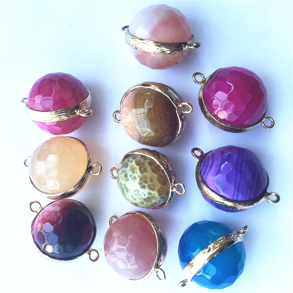 20 мм бусины модные медные и Агаты (натуральные) коннекторы шаровой светильник