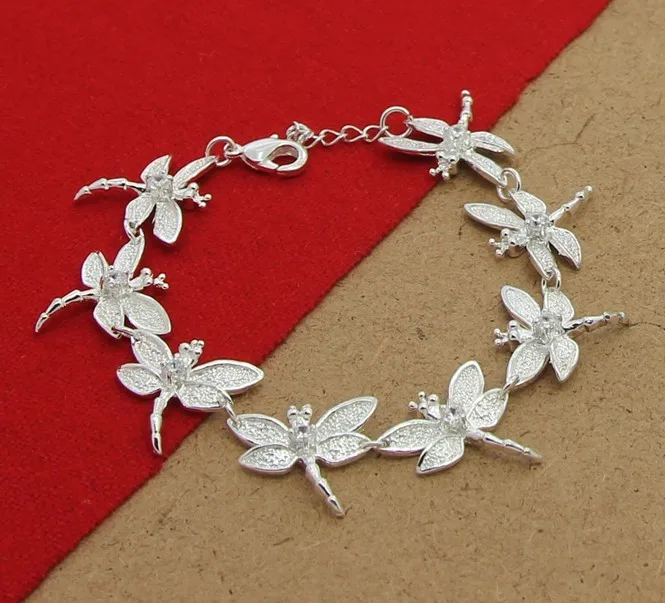 

High Quality 925 Sterling Silver Dragonfly Charm Bracelet & Bangle for Women Engagment Party Jewelry Accessoires Gifts