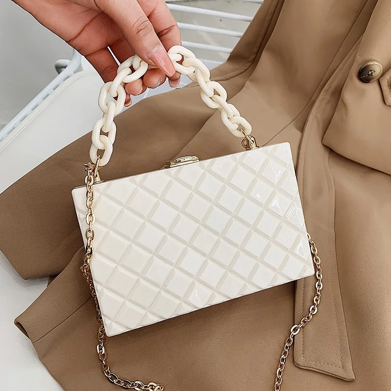 

Акриловая сумка через плечо с цепочкой для женщин, сумка через плечо с цепочкой, маленькие женские кошельки и сумочки, вечерние сумочки-клат...