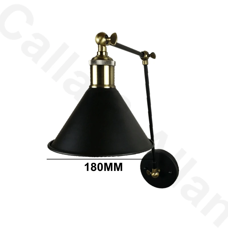 Бесплатная доставка Черный Железный Абажур настенный светильник с двойным