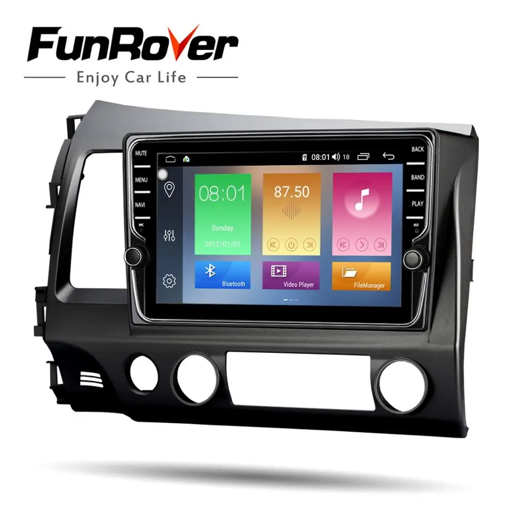 Funrover Android 9.0 Car DVD GPS Multimedia Player For Honda Civic 2006-2011 car dvd Navigation radio Video Audio dsp | Автомобили и