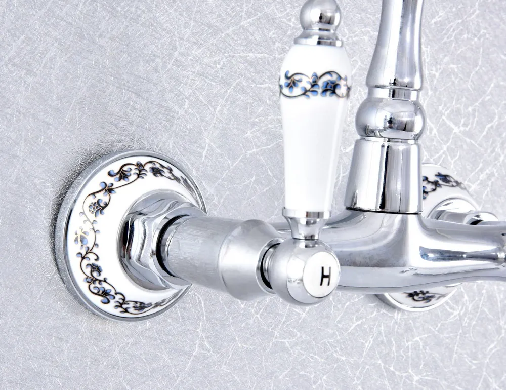 Смесители для умывальника полированный хром настенный кран кухни ванной