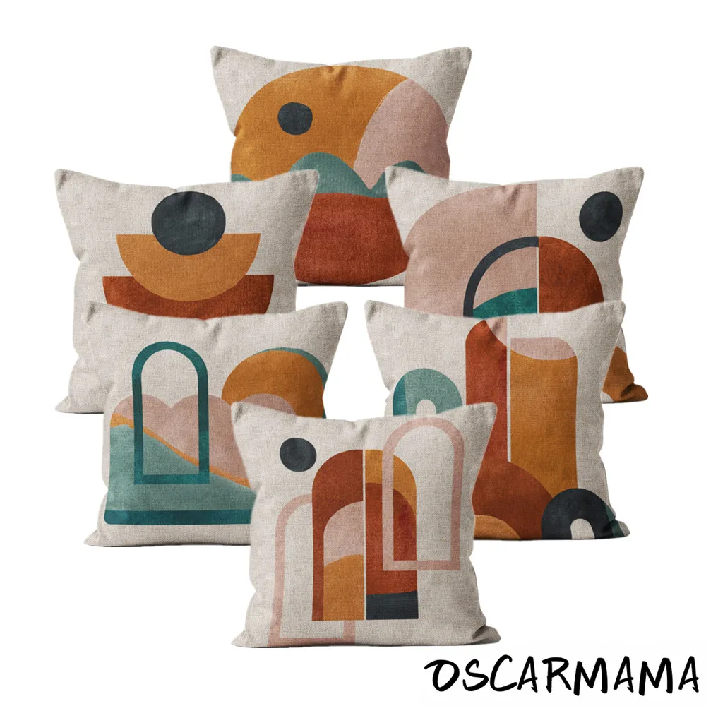 

Наволочка для подушки в скандинавском стиле, льняная декоративная наволочка в виде розового бисера, абстрактного граффити, 45*45 40*40, для гост...