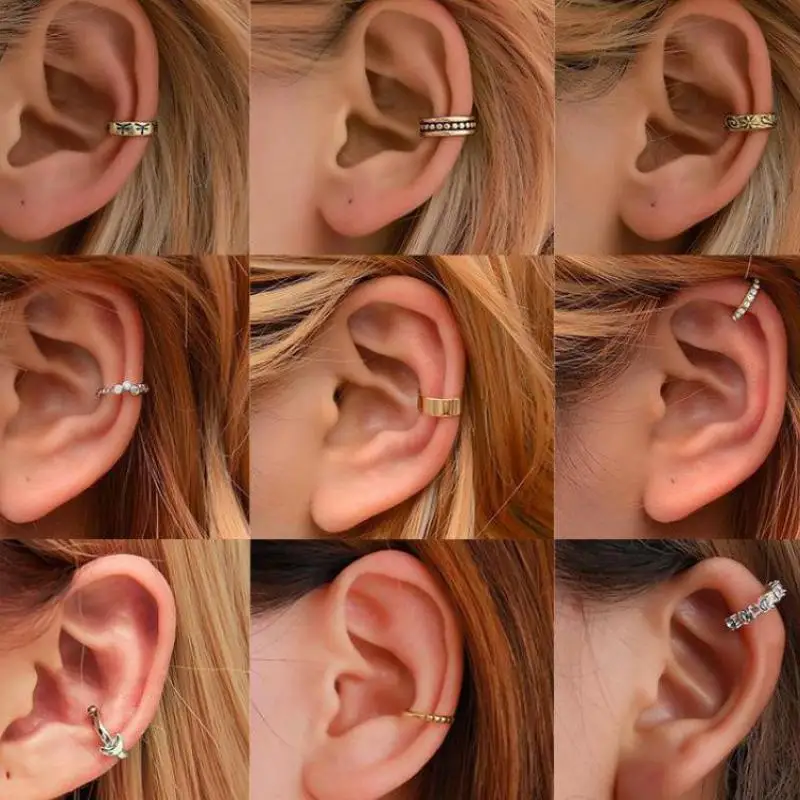 Винтажные серьги-клипсы женские серьги без отверстий золотого и серебряного