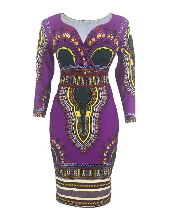 

African Dresses for Women Dashiki Print 2021 News Tribal Ethnic Fashion V-neck Ladies Clothes Casual Sexy Dress Robe Party