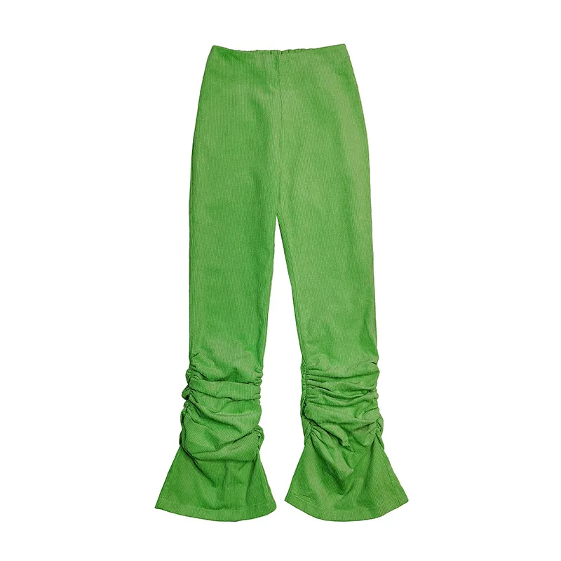 

SuperAen 2021 Spring New Streetwear Solid Pleated Wide Leg Casual Woman Pants High Waist Cashmere Trousers