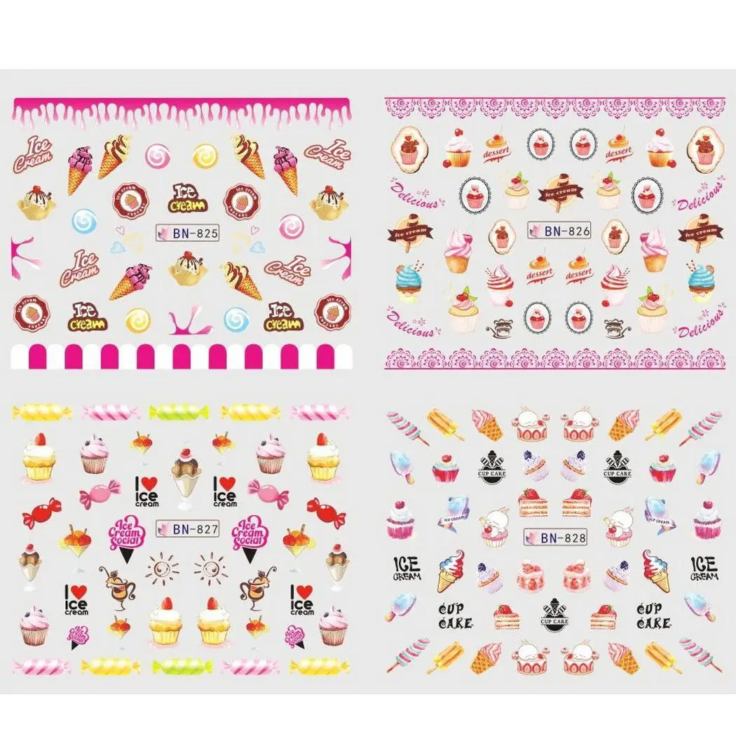 Дизайн ногтей мороженое напиток водяной знак водная переводная наклейка