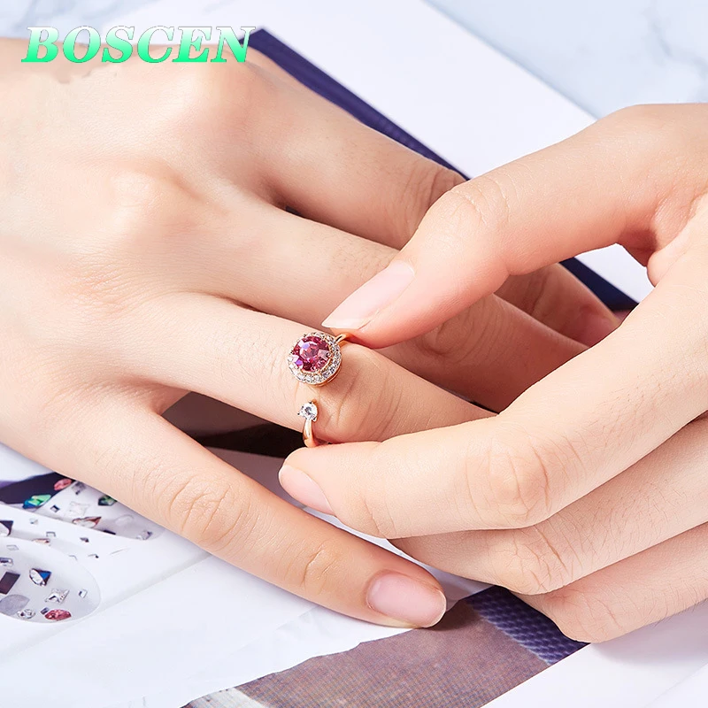 BOSCEN Ring For Women Birthday Valentines Gift Embellished With Austrian crystal 2019 Rotatable red Rose Gold Elegant | Украшения и