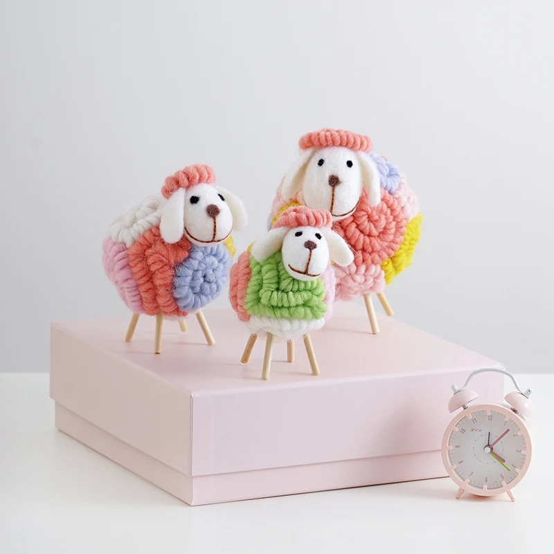 Шерстяные войлочные овцы миниатюрные фигурки скандинавские мягкие игрушки