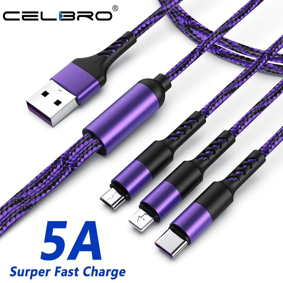 3 в 1 Micro Usb мульти кабель для быстрой зарядки Type C 3в1 Tipo зарядного устройства Kabel