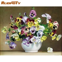 ruopoty diy frame painting by number butterfly flowers picture by numbers kits acrylic paint on canvas for home decors artcraft
