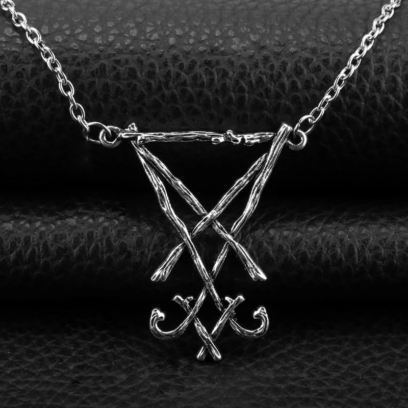 Люцифер Sigil символ кулон Цепочки и ожерелья демон сбоку Люцифера сатанинские