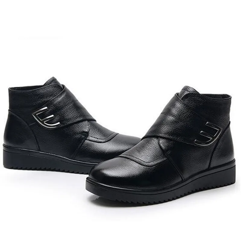 Женские ботильоны из натуральной кожи большие размеры Повседневная Теплая обувь