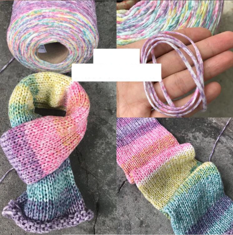 500 г/лот Радужная космическая красящая пряжа для вязания лента крючком акриловая