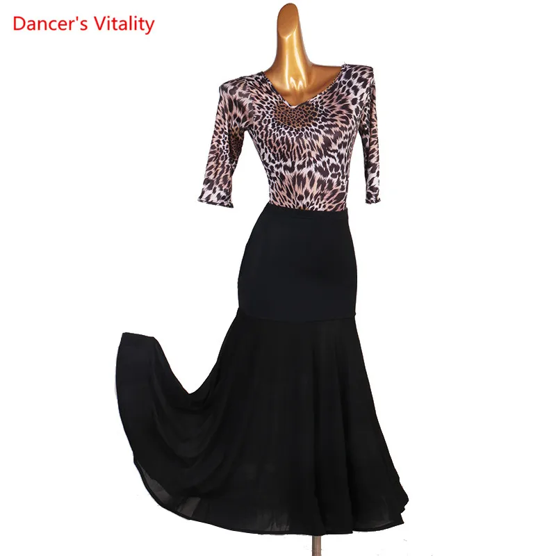 

Modern Dance Suit Female Sexy Top Practice Clothes Ballroom Waltz Dancewear Big Swing Skirt Girl Elegant Performance Skirt