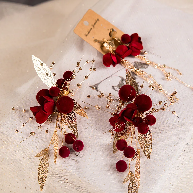 HIMSTORY/модная свадебная заколка ручной работы с красным бантом Свадебные