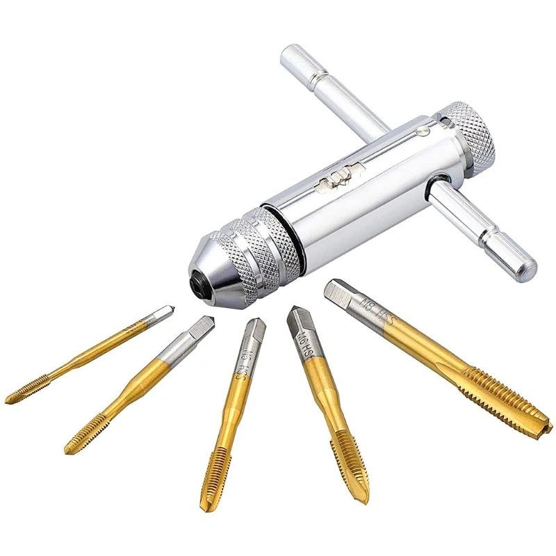 

B2RA T-handle Screw Tap Ratchet Taps M3-M8 with Spanner Wrench Drift Holder