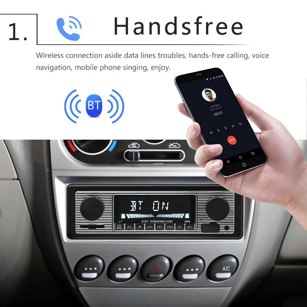 HiMISS Bluetooth винтажный автомобильный радиоприемник MP3 плеер Стерео USB AUX