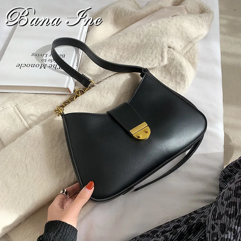 

Vintage Shoulder Bag Leather Small Armpit Bags For Women 2020 New Gold Chain Crossbody Bag Adjustable Straps Classic Hobo Purse