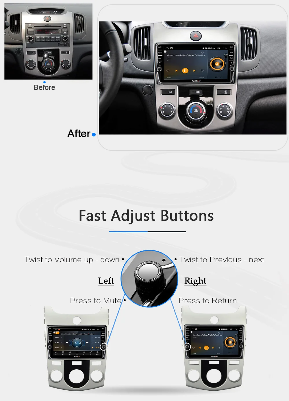 Funrover android 9,0 Восьмиядерный автомобильный dvd мультимедийный плеер для KIA Forte Cerato 2008-2012 радио gps плеер 4G+ 64G Разделенный экран DSP