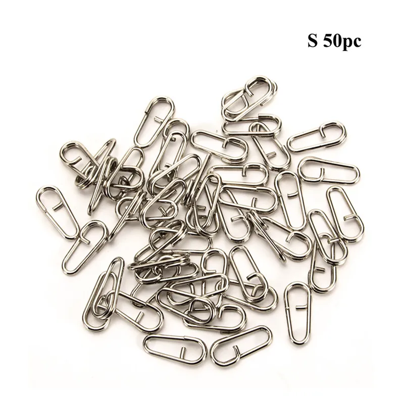 50pcs small 50 шт./лот, поворотные изогнутые овальные кольца 16 мм, 18 мм, 21 мм, приманка, рыболовные снасти, Стальные рыболовные приманки, сплит - Цвет: 50pcs small