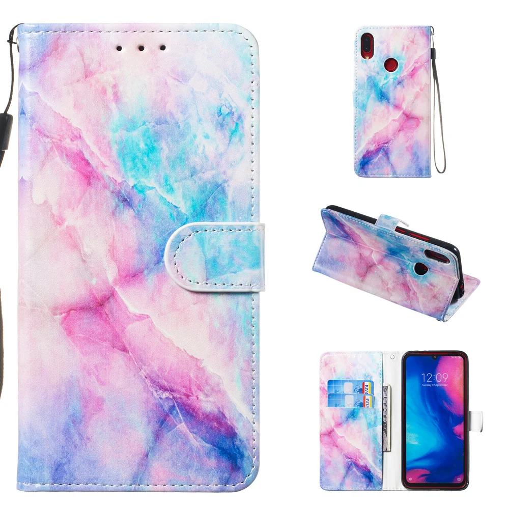 Роскошный чехол-книжка с мраморным рисунком для Xiaomi mi A3 mi 9 Lite 9T Red mi 7A K20 Note 6 Pro 7 откидной кожаный чехол-кошелек