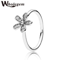 wholegem classic shiny zircon daisy flower ring rose gold plated elegant girl promise statement jewelry gifts bague femme