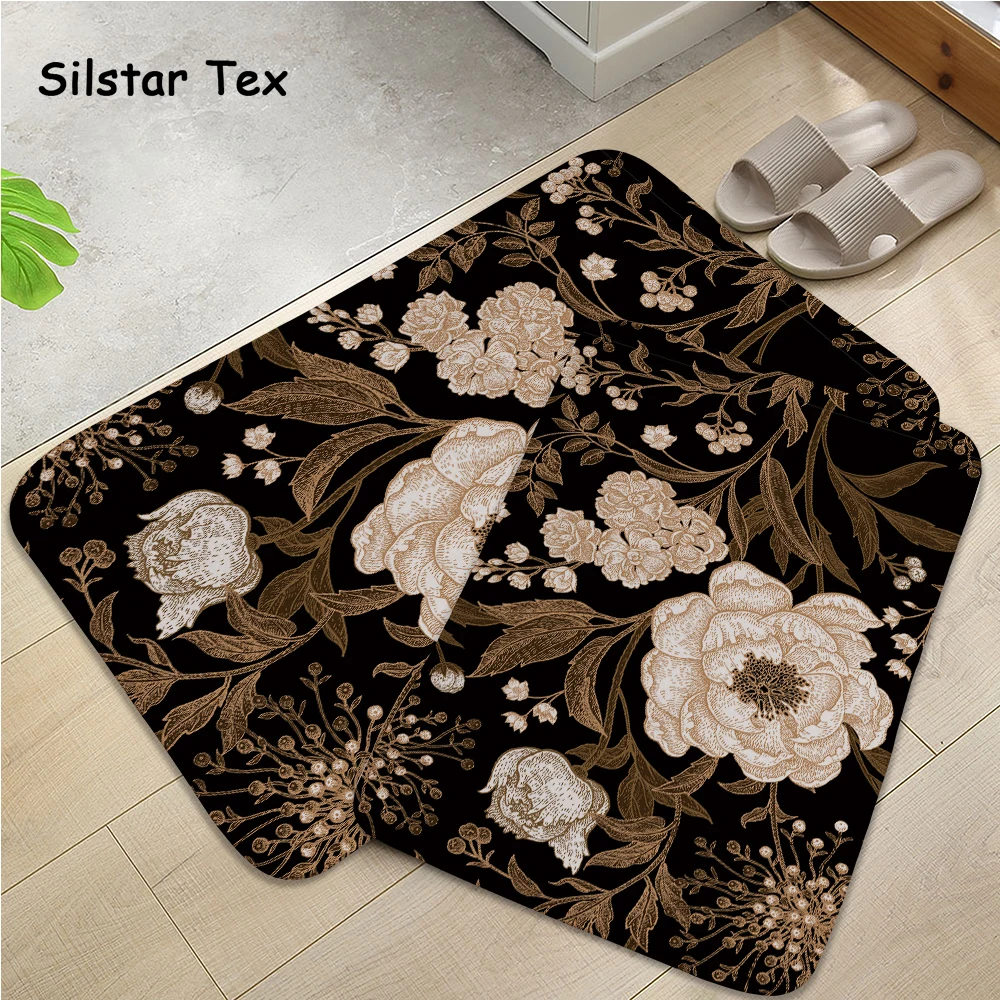 

Silstar Tex Vintage Flowers Indoor Mat Kids Play Carpets Anti-Slip Suede For Entrance Bathroom Corridor Hotel
