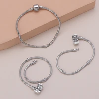 high quality 16 22cm snake chain bracelet for women fit original pamura charm beads big hole bead diy jewelry gift wholesale