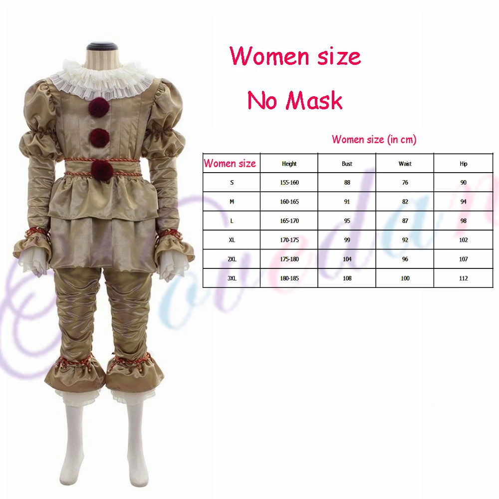 Women Costume Pennywise костюм клоуна страшный ужас фильм Стивен Кинг это Джокер маска на Хеллоуин для женщин мужчин и взрослых - Цвет: Women Costume