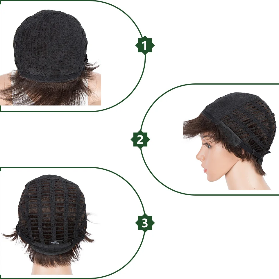 

Short Straight Pixie Cut Human Hair Wig For Black Women Cheap Full Manchine Made Wigs Natural Remy Malaysia Human Hair Allure