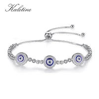 women evil eye lucky hamsa bracelet genuine 925 sterling silver men luxury round blue eyes cz crystal tennis bracelet kltb014