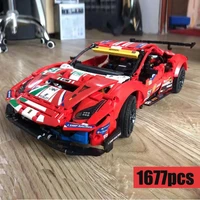 new 488 gte af corse racing super sport car fit 42125 car model building block bricks moc diy toy gift kid birthday