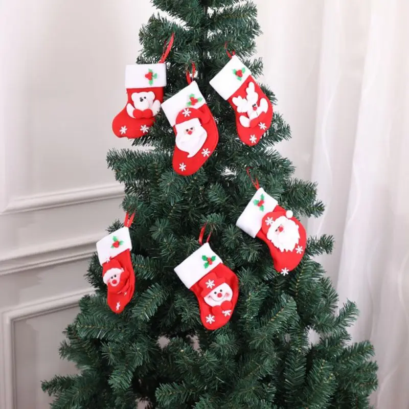 New Little Christmas Stockings Santa Claus Snowman Holiday Gift Bag Home Garden Festive Party Supplies | Дом и сад