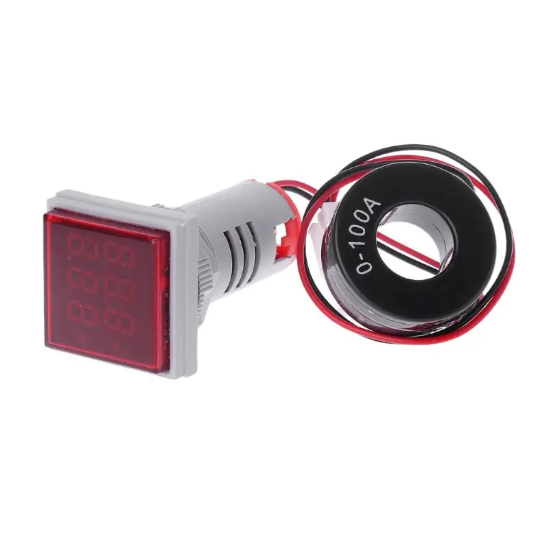 

Square LED Digital Dual Display Voltmeter & Ammeter Voltage Gauge Current Meter AC 60-500V 0-100A 652A