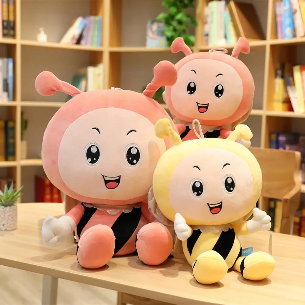 New 45/60/80cm Kawaii Angel Bee Plush Toys Lovely Honeybee Soft Stuffed Baby Dolls Children Appease Toy Cute Kids Birthday Gift