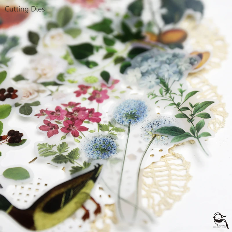 65 шт./партия винтажные зеленые цветные растительные бумажные наклейки для