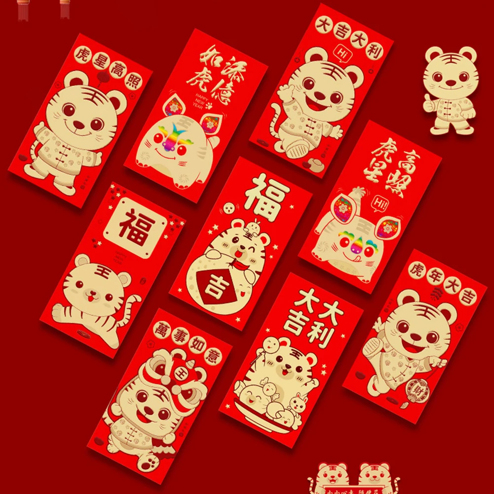 

6Pcs Chinese Spring Festival Red Envelopes Tiger Envelope Red Packets Red Envelopes New Year Bag For Chinese Spring Festival