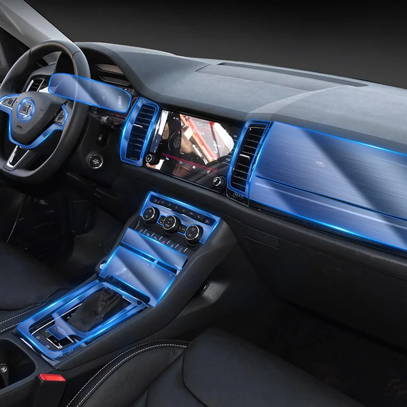 Прозрачная пленка из ТПУ для Skoda Kodiaq 2020 2019 2018 2017 приборной панели автомобиля