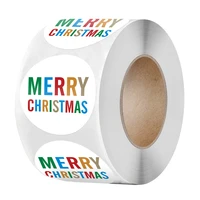 colorful merry christmas sticker for kids 1 5 inches 500pcsroll holiday invitation cards envelope baking food decor thanks tags