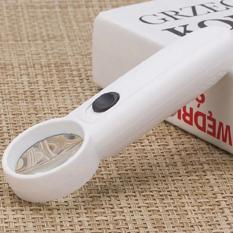 

New 15X Handheld Magnifier Illuminated High Magnification Glass 2 LED Lights Portable Pocket Upgraded for Seniors Reading Stamp