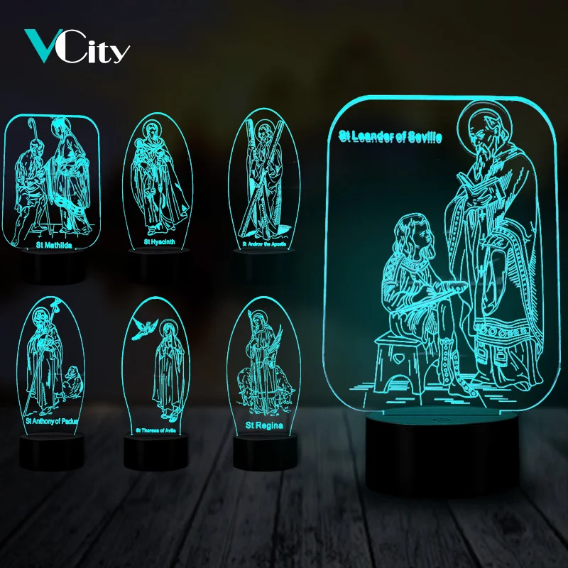 

VCity Bible Allusion 3D Lamp 7 Colors Changing Night Light Home Living Decor Touch Sensor Mom's Mother's Gifts USB LED Lamparas