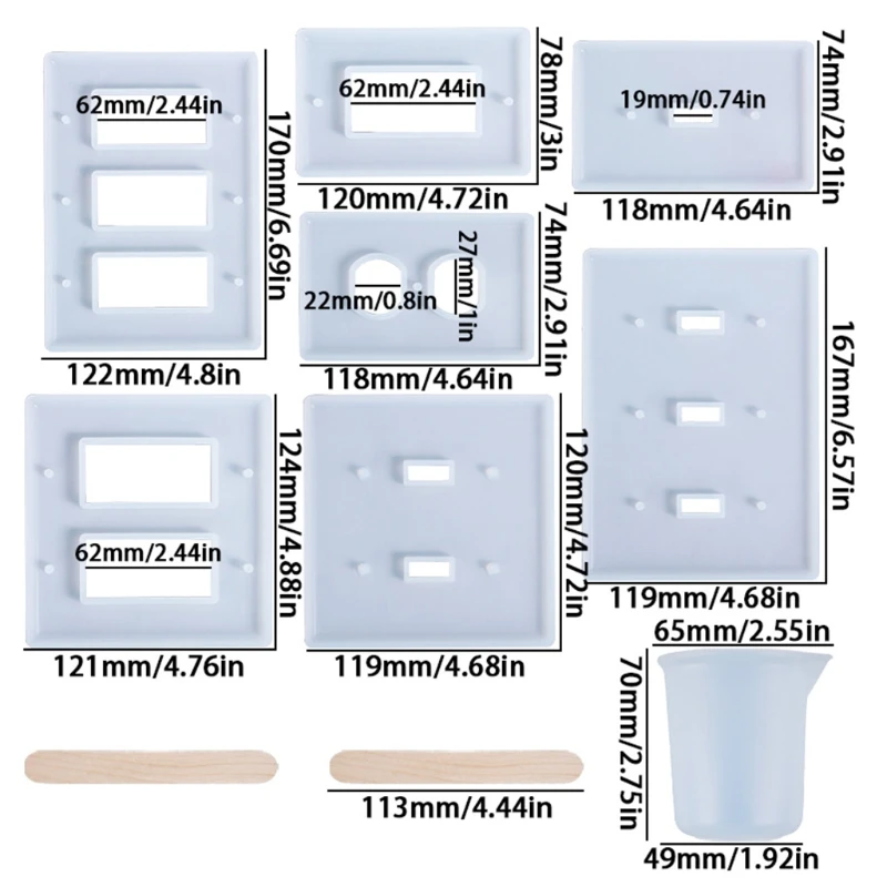 

13MC 7 Style Transparent Silicone Mould Resin Decorative Craft DIY Switch Seat Panel Mold Handmade Mold Epoxy Resin Molds for