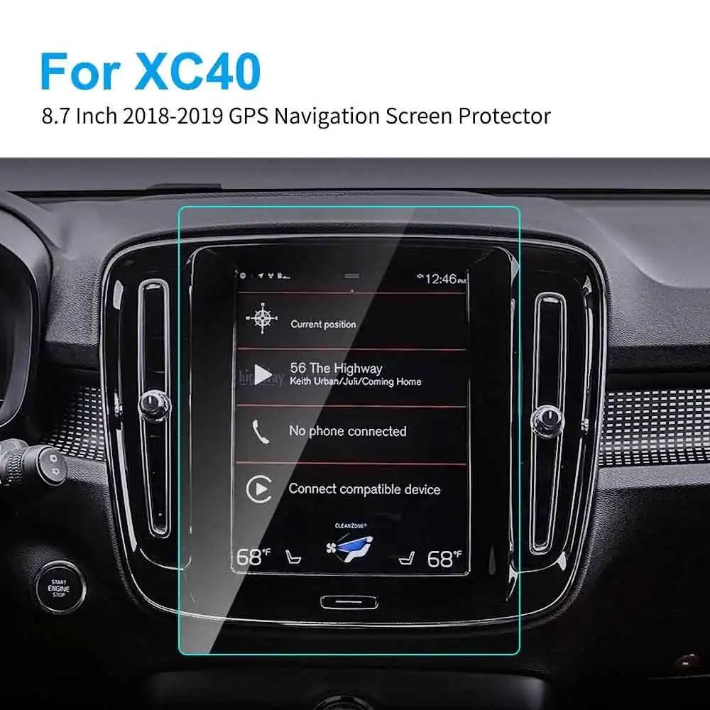 8.7 Inch HD Clear Touch Screen Protector Car GPS Navigation Tempered Glass Film for Volvo XC40 XC 40 2018 2019 Car Accessories